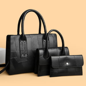 Custom PU Leather 3-in-1 Wallet and Shoulder Bag Set | Junhao Handbag | Leather Handbag OEM/ODM Manufacturer Custom PU Leather 3-in-1 Wallet and Shoulder Bag Set 1
